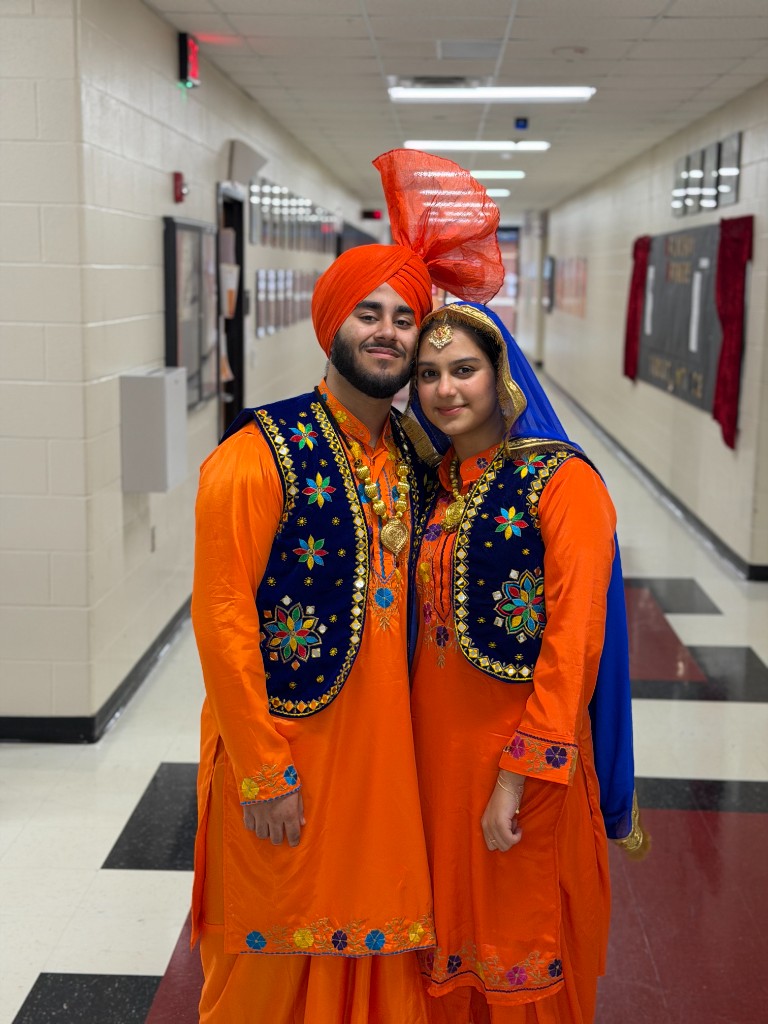 Punjabi performance outfits couple portrait