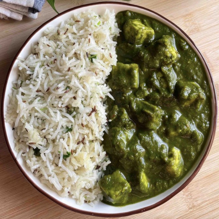 Palak paneer with jeera rice